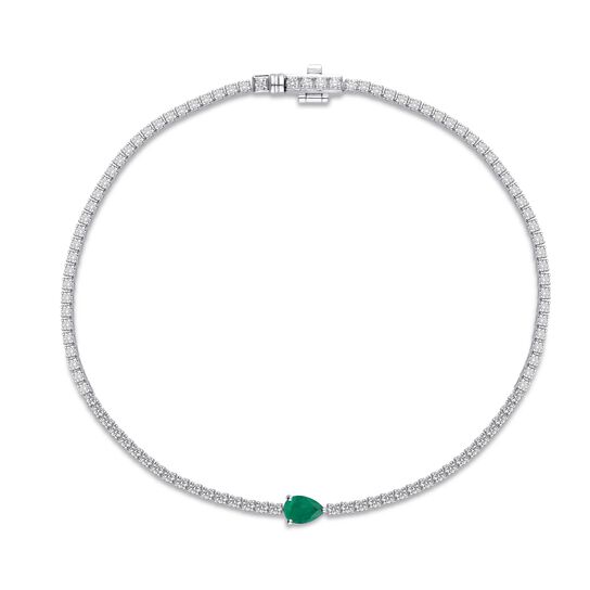 Emerald Line Bracelet in White Gold image number 0